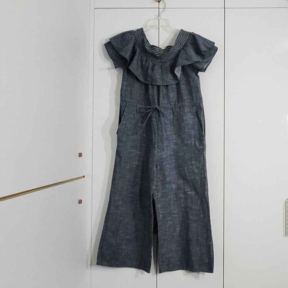 dRA Los Angeles Jumpsuit Size XS Blue 100% Cotton Wide Leg Drawstring